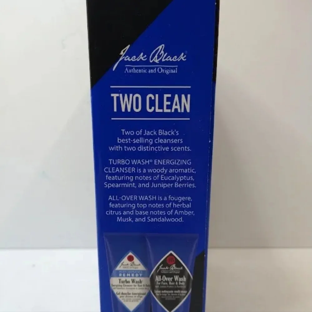 Jack Black Two Clean: 1 Turbo Wash, 10 oz, & 1 All Over Wash, 10 oz, Energizing